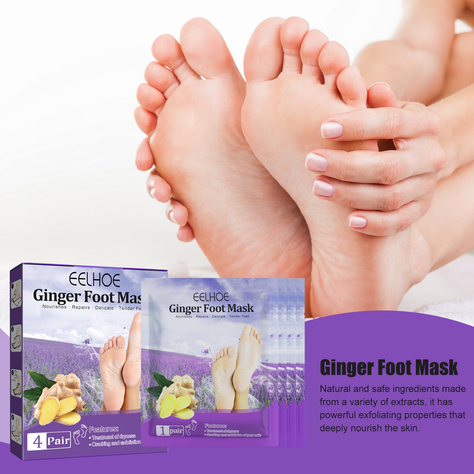EELHOE Mask Foot Skin Chapped Exfoliating Skin Moisturizing And Nourishing Foot