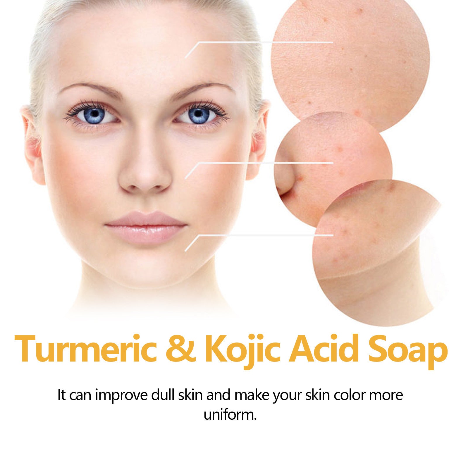 EELHOE Turmeric And Kojic Acid Soap Gently Clean Facial Fading Spots Brighten Skin Color Hydrating Moisturizing