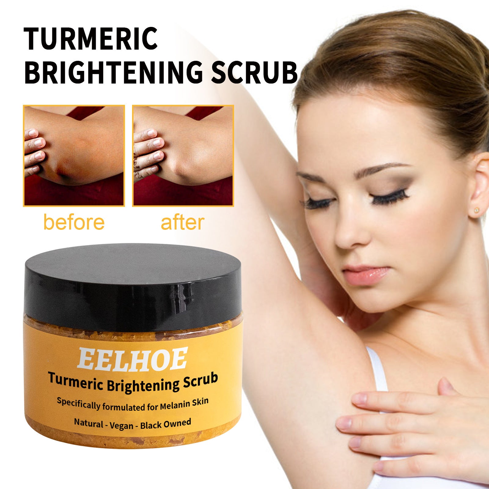 EELHOE Turmeric Body Scrub Cream Skin Cleaning Cutin EELHOE COSMETICS