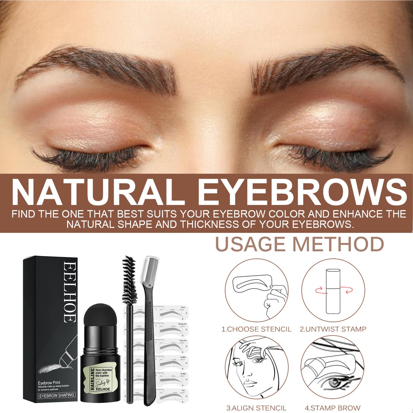 EELHOE Eyebrow Stamp Set Natural Quick Eyebrow Stencil Makeup EELHOE COSMETICS