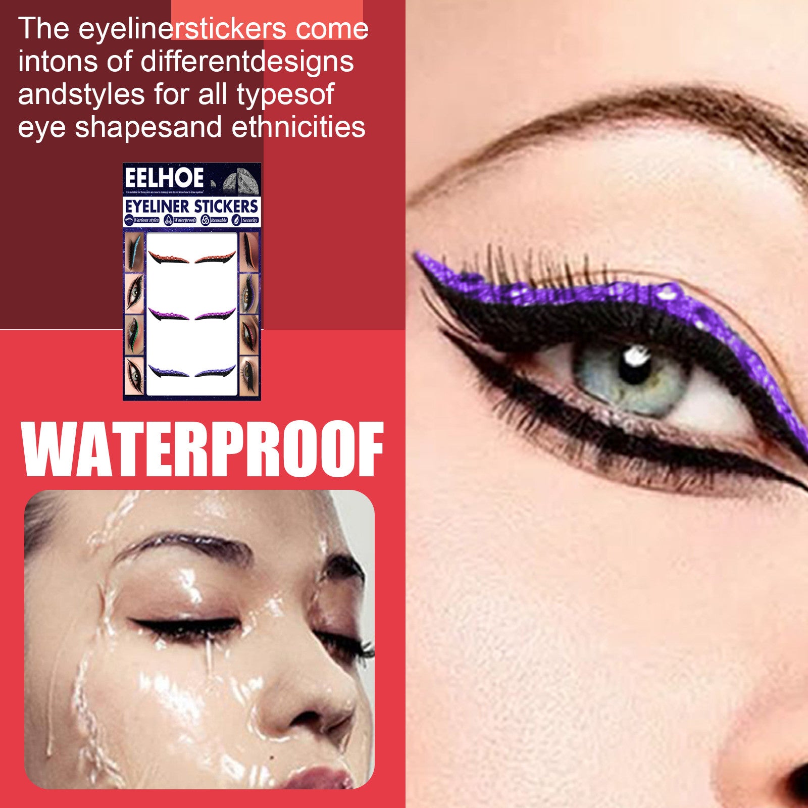 EELHOE Colored Diamonds Eyelid Line Sticker Waterproof Self-adhesive Eye Liner Eyeliner EELHOE COSMETICS