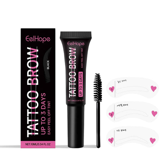 Peeling Tattoo Eyebrow Gel Eyebrow Coloring Makeup Dry Long Lasting Waterproof Anti-smudge Brow Cream Black EELHOE COSMETICS