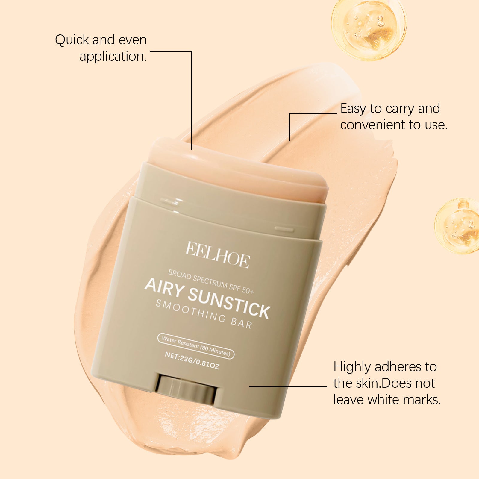 EELHOE Skin Refreshing Not Oily Protective Sunscreen Stick – SPF with Ceramides & Peptides