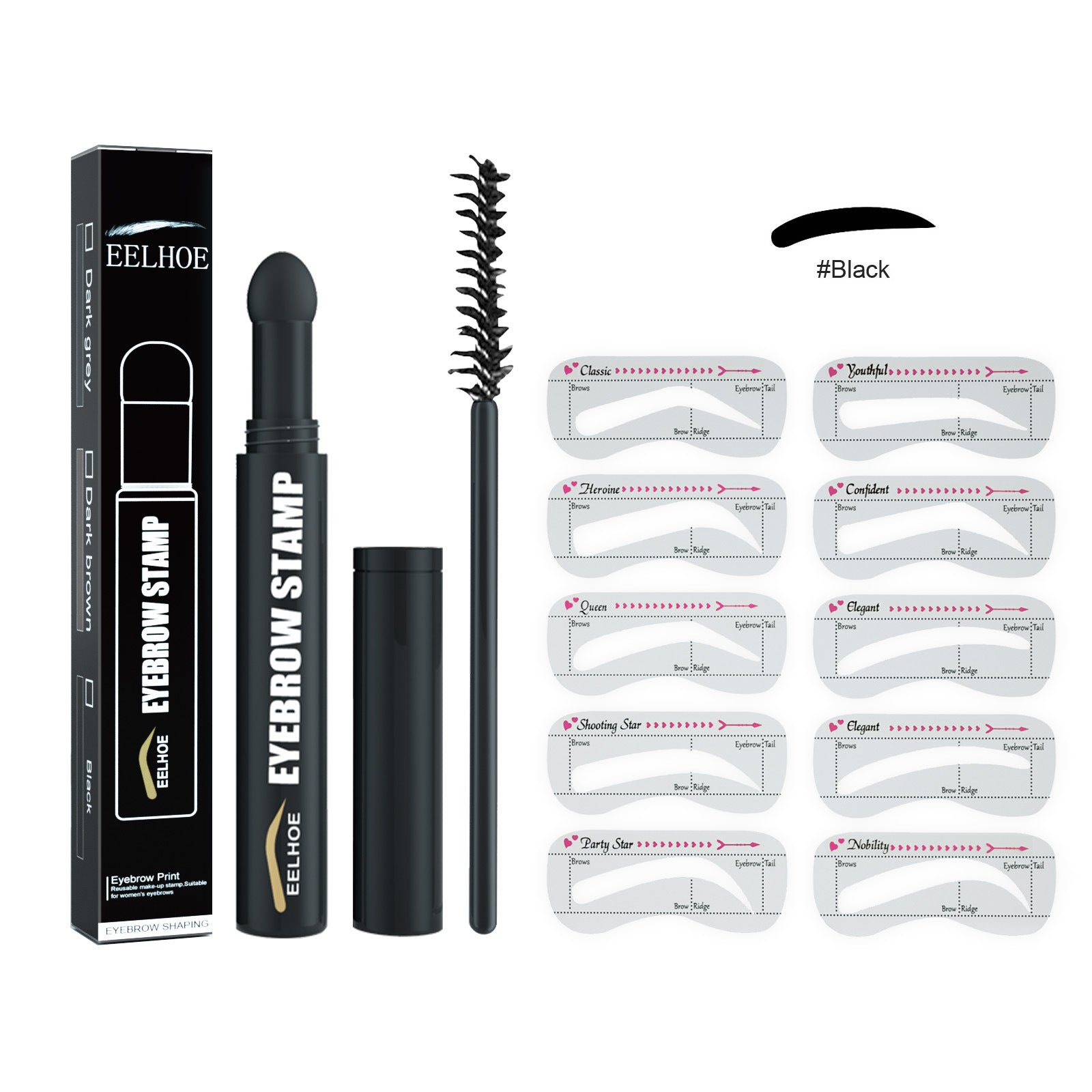 EELHOE Eyebrow Stamp Pen Black EELHOE COSMETICS