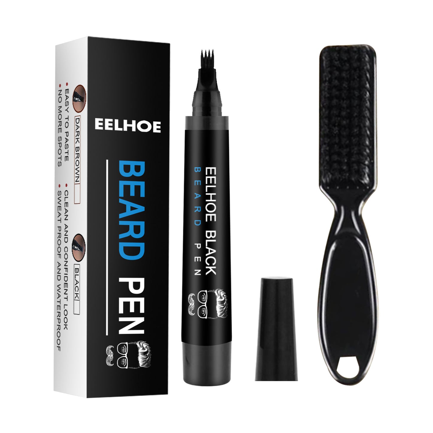 EELHOE Beard Refill Pen Kit – Waterproof Beard Tracing & Natural Fill Black EELHOE COSMETICS