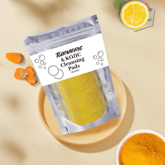 Turmeric Exfoliating Cleansing Pads Compressed Facial Sponges Skin Care Tools For Face Clogged Pores Excess Oil Cleansing EELHOE COSMETICS