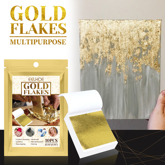 Gold Foil Sheets for Nail Art & Crafts, 10 Pieces (8 x 8 cm) EELHOE COSMETICS