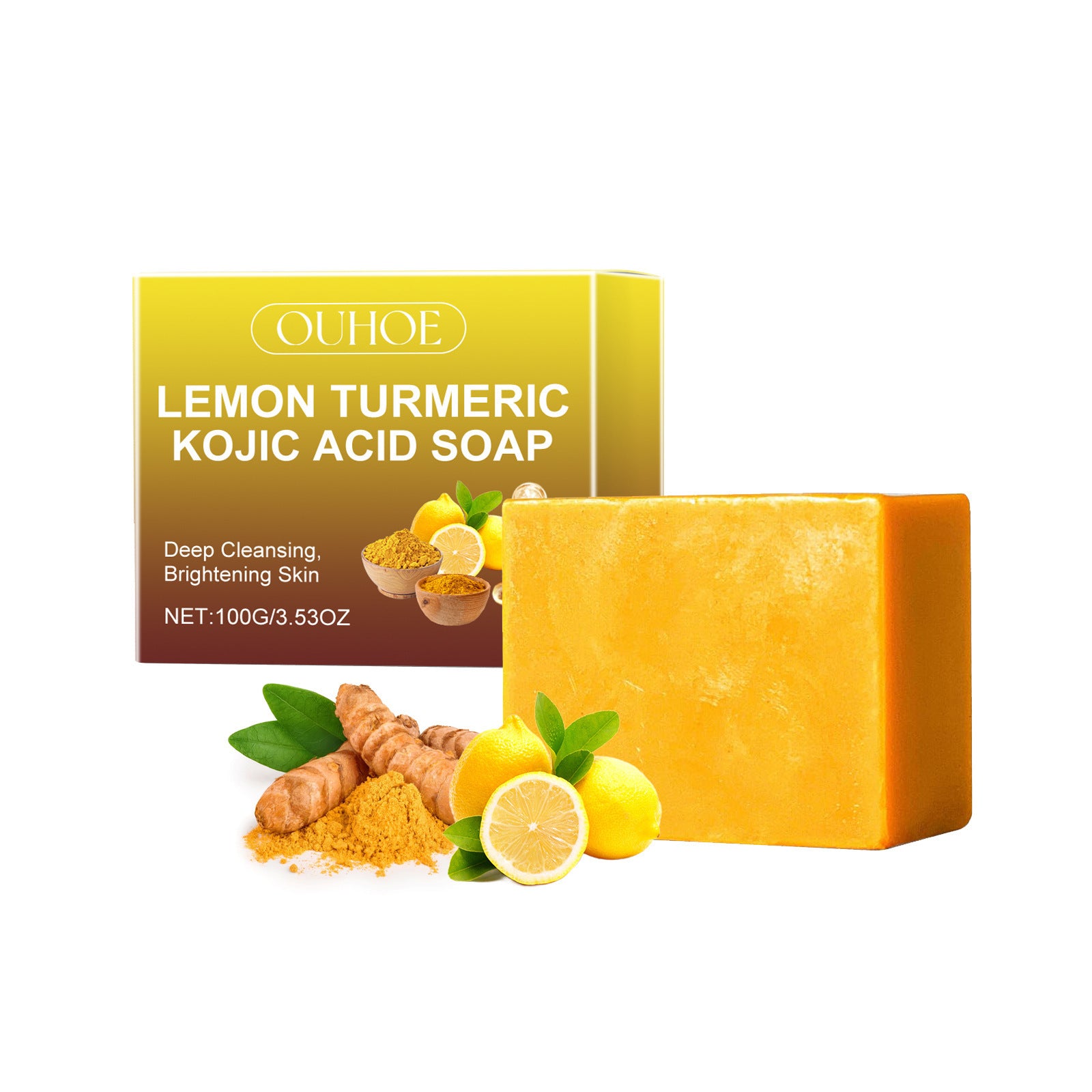 EELHOE Lemon Turmeric Kojic Acid Face Soap – Brightening and Nourishing Skincare 100g 1PC