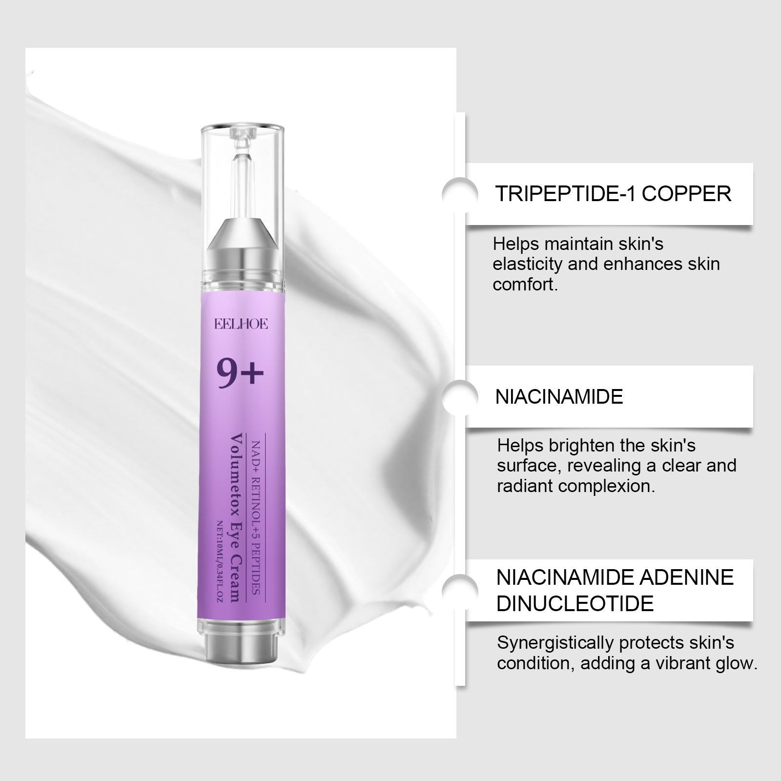 EELHOE NAD+ Retinol + 5 Peptide Eye Cream – Anti-Aging Eye Treatment for Wrinkles & Fine Lines EELHOE COSMETICS