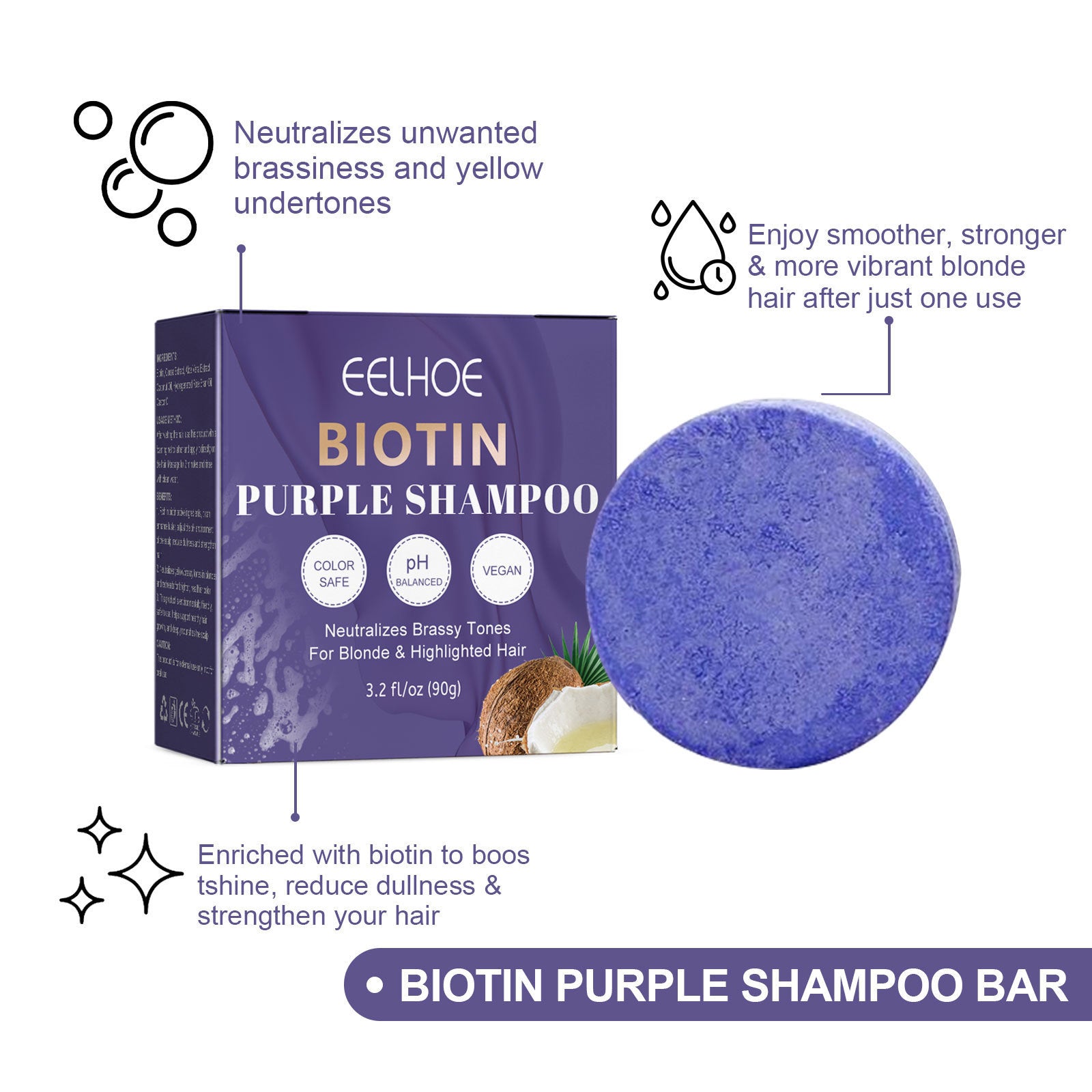 Eelhoe Biotin Purple Shampoo Soap – Scalp Cleansing & Hair Repair for Vibrant, Healthy Hair EELHOE COSMETICS
