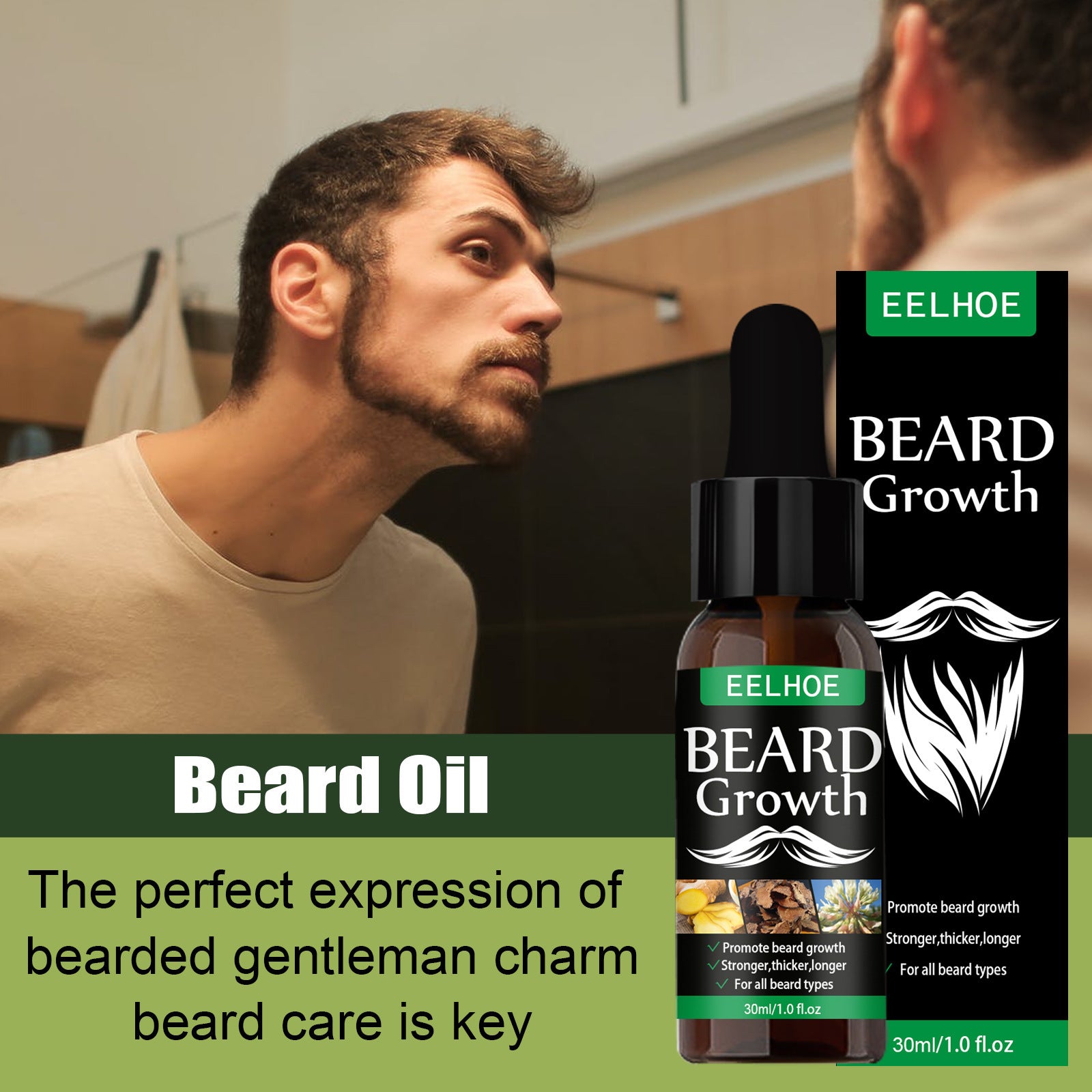 EELHOE Beard Growth Oil Mist Beard Care Intensive Treatment Oil