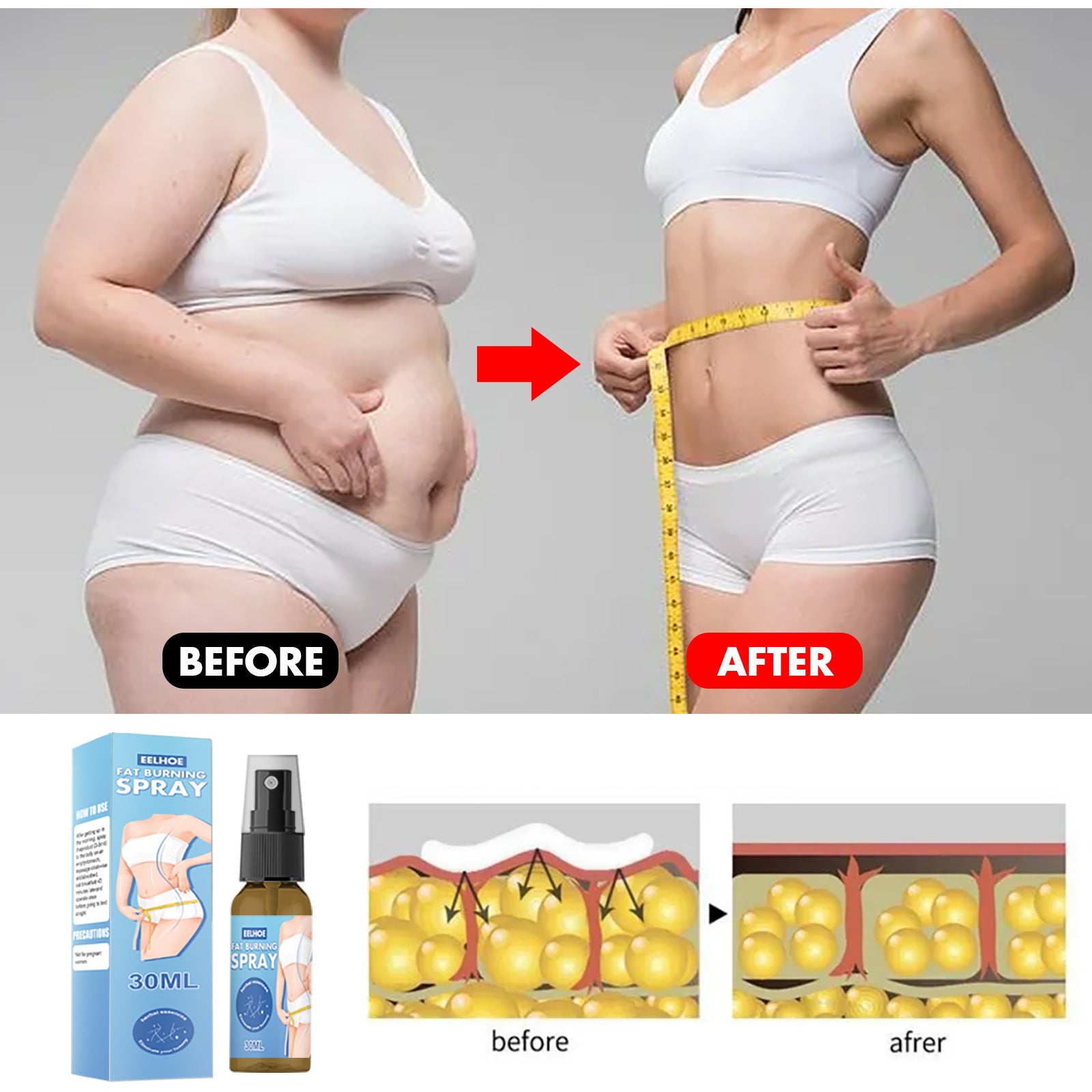 EELHOE Body sculpting spray Full Body Fat Burning Slimming Body Shaping Spray