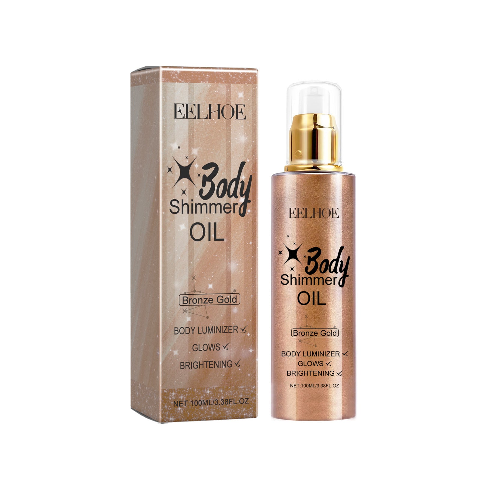 EELHOE Body shimmer oil Body Beach Gloss Oil Heroine Brown Bronze 100ml