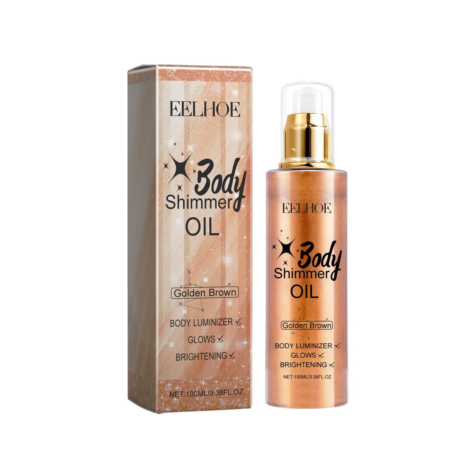 EELHOE Body shimmer oil Body Beach Gloss Oil Golden Brown 100ml