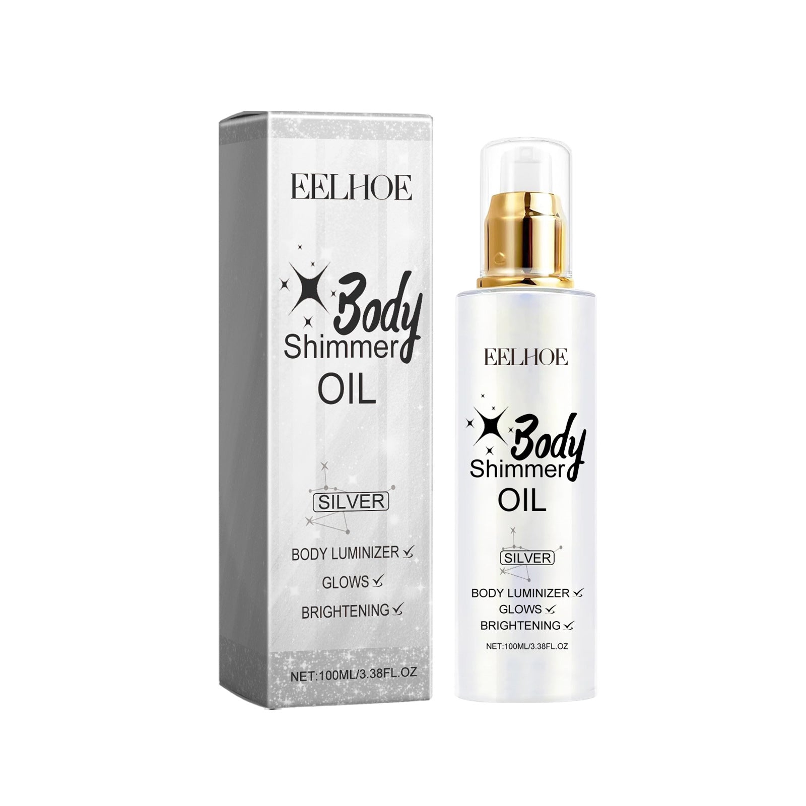 EELHOE Body shimmer oil Body Beach Gloss Oil Silver White 100ml