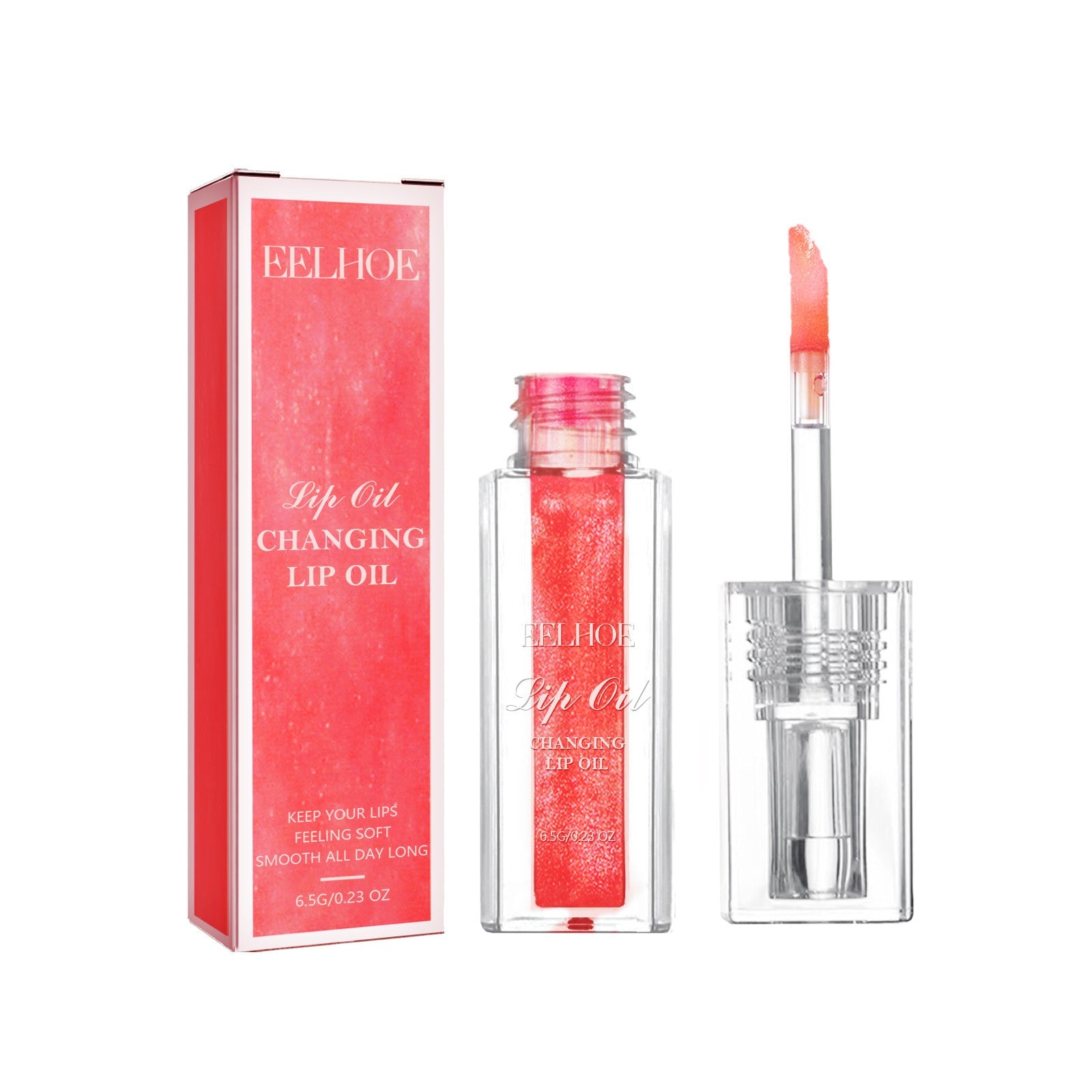 EELHOE Changing color Lip Gloss Lines Moisturizing Exfoliating Skin with Hyaluronic acid + Vitamin E Red EELHOE COSMETICS
