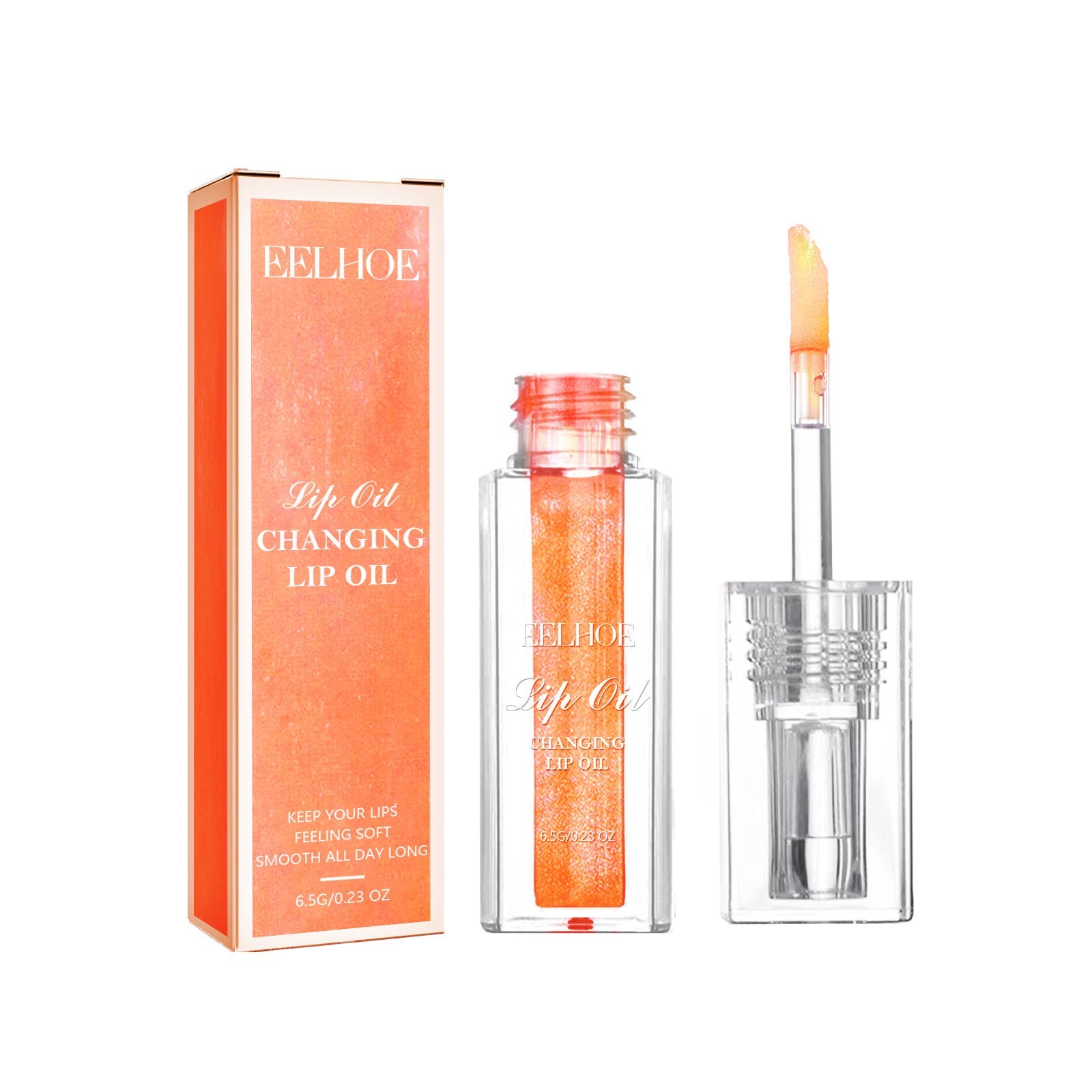 EELHOE Changing color Lip Gloss Lines Moisturizing Exfoliating Skin with Hyaluronic acid + Vitamin E Orange EELHOE COSMETICS