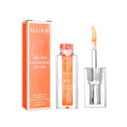 EELHOE Changing color Lip Gloss Lines Moisturizing Exfoliating Skin with Hyaluronic acid + Vitamin E Orange EELHOE COSMETICS