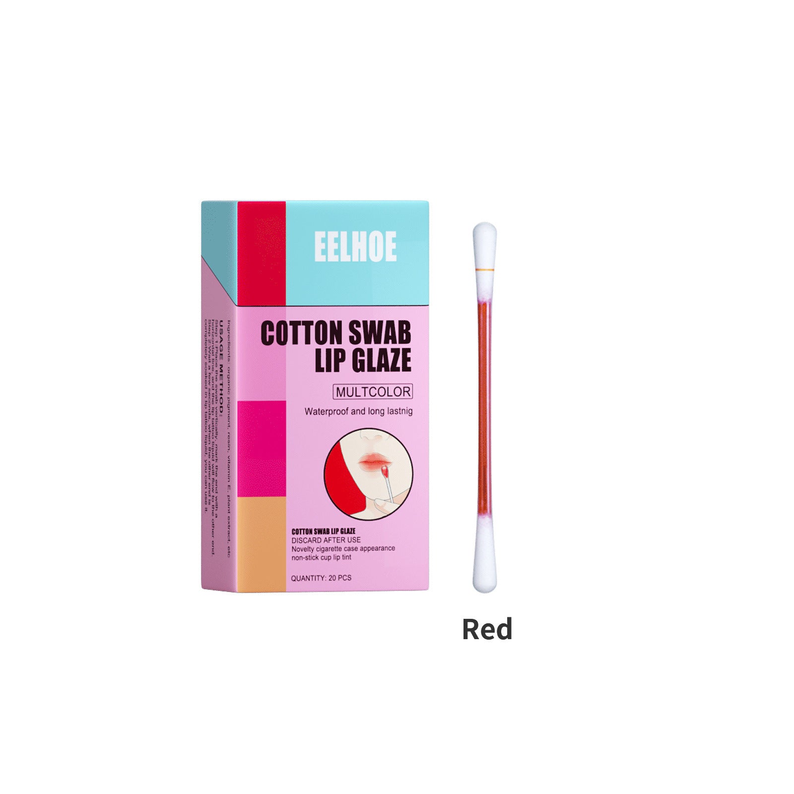 EELHOE Cotton Stick Lip Glaze Cigarette Box Red Red