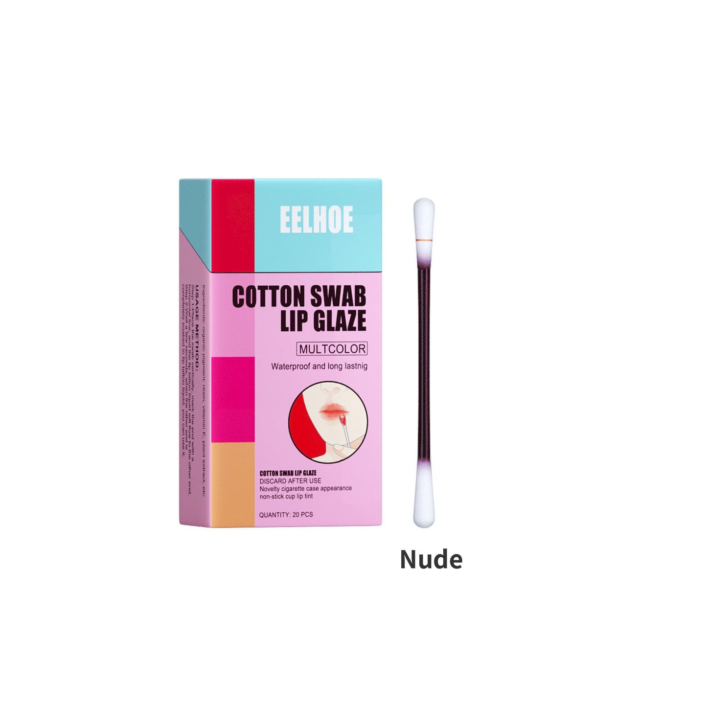 EELHOE Cotton Stick Lip Glaze Cigarette Box Red Naked color EELHOE COSMETICS