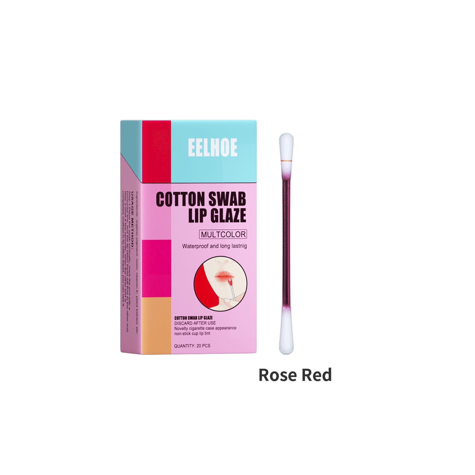 EELHOE Cotton Stick Lip Glaze Cigarette Box Red Rose red