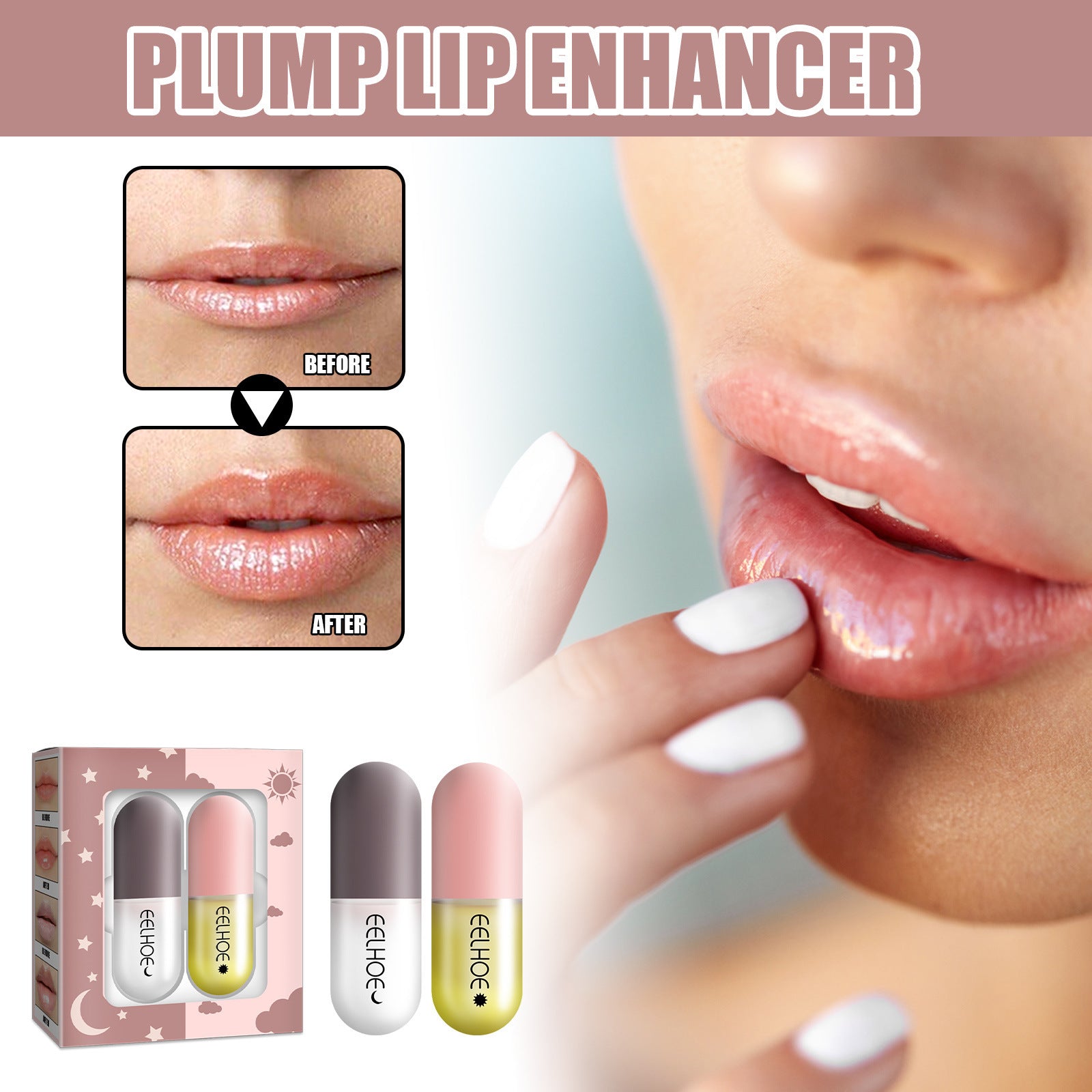 Eelhoe Day And Night Plump Lip Enhancer Moisturizing Capsule Hydrating Lips