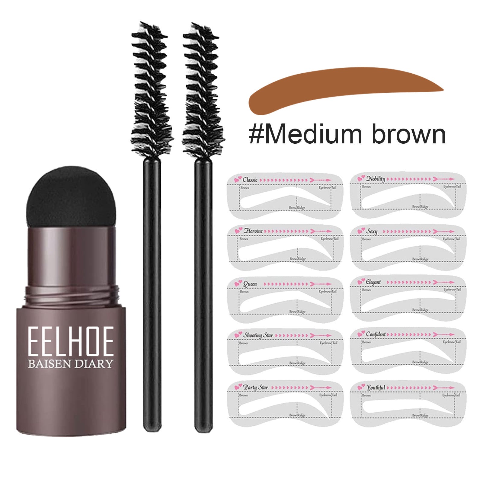 EELHOE Eyebrow Stamp Set Makeup Eyebrow Powder Medium brown suit