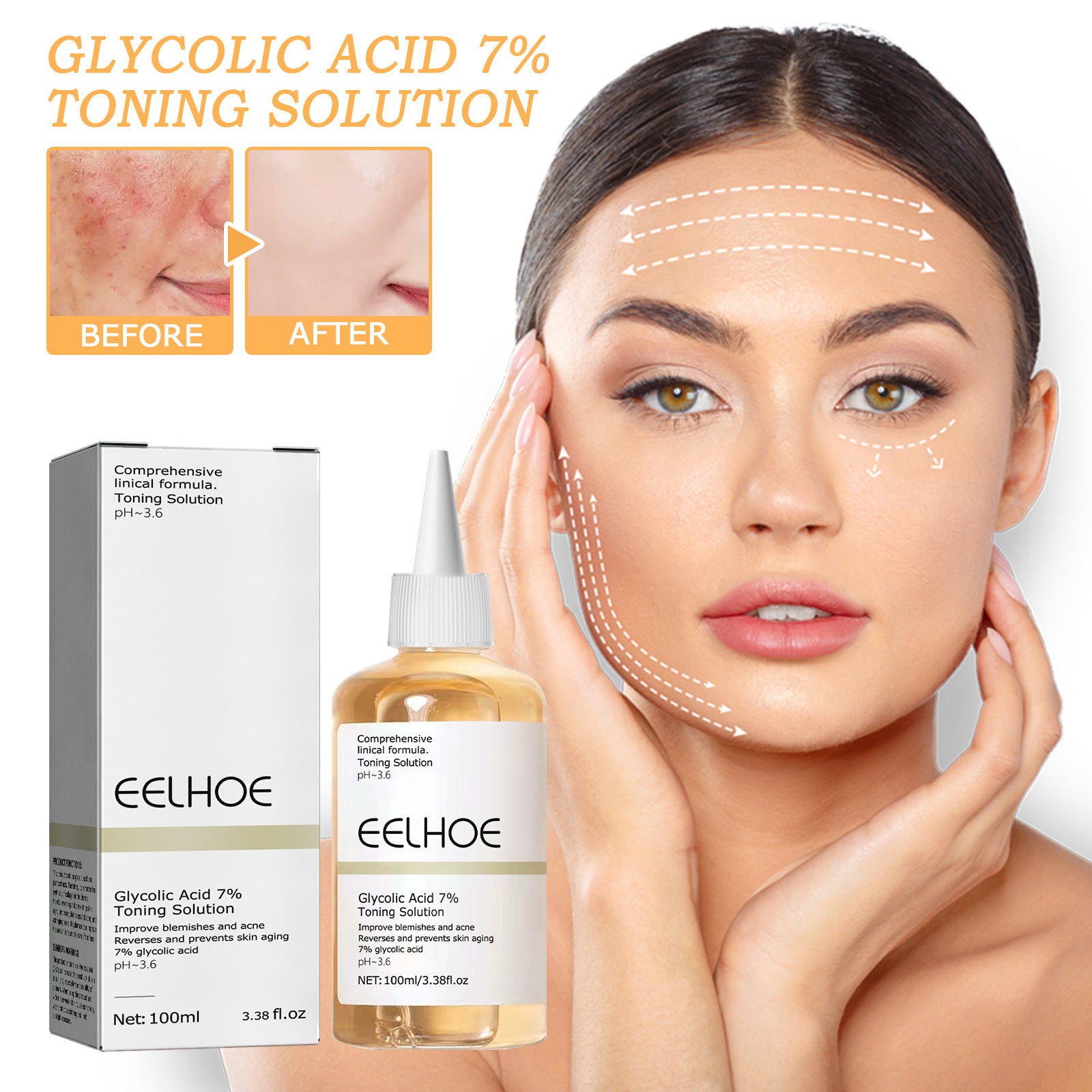 EELHOE Glycolic Acid 7% Toning Lotion Remove skin cutin & acne