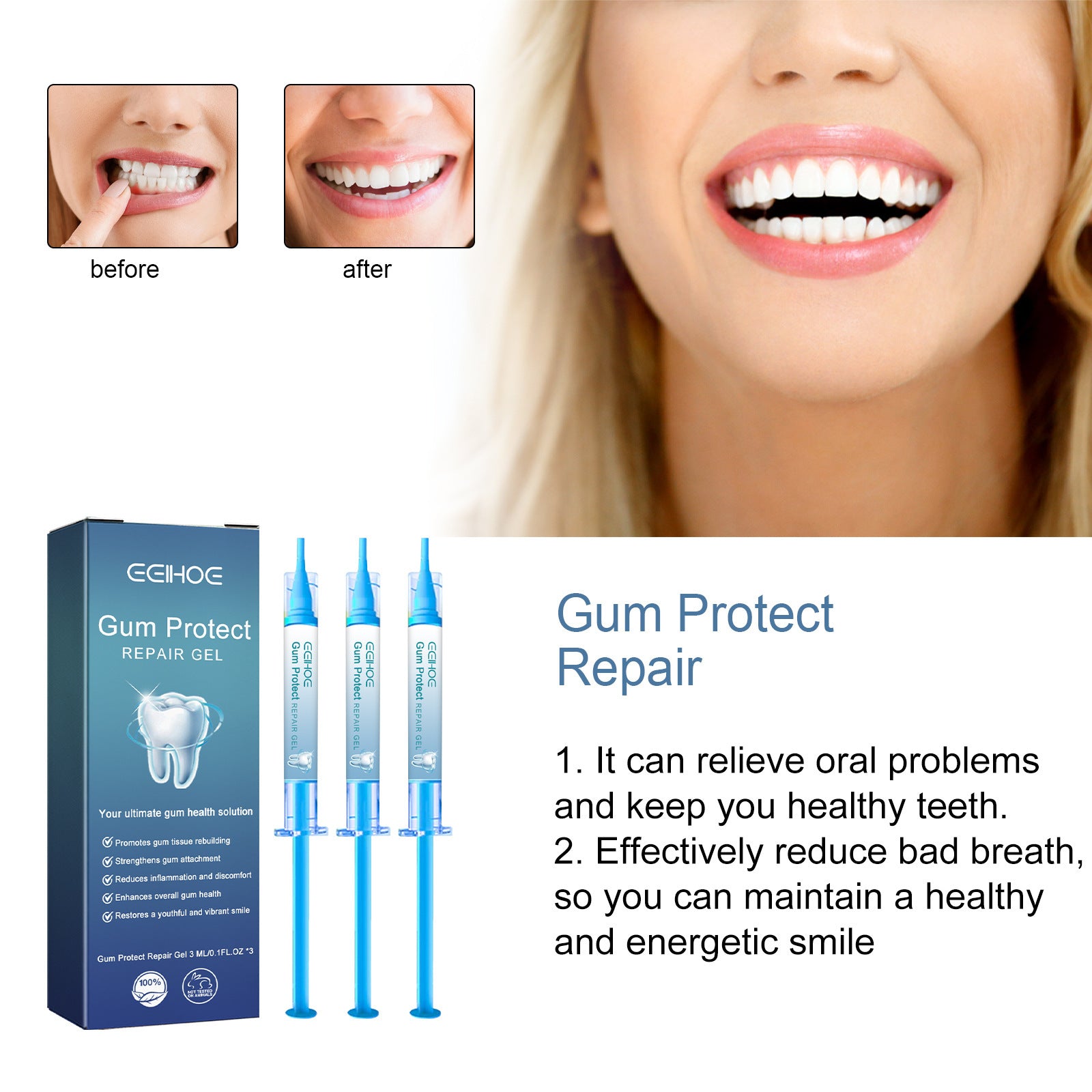 EELHOE Gum Repair Toothpaste Series Cleaning + Gum care gel repair drops