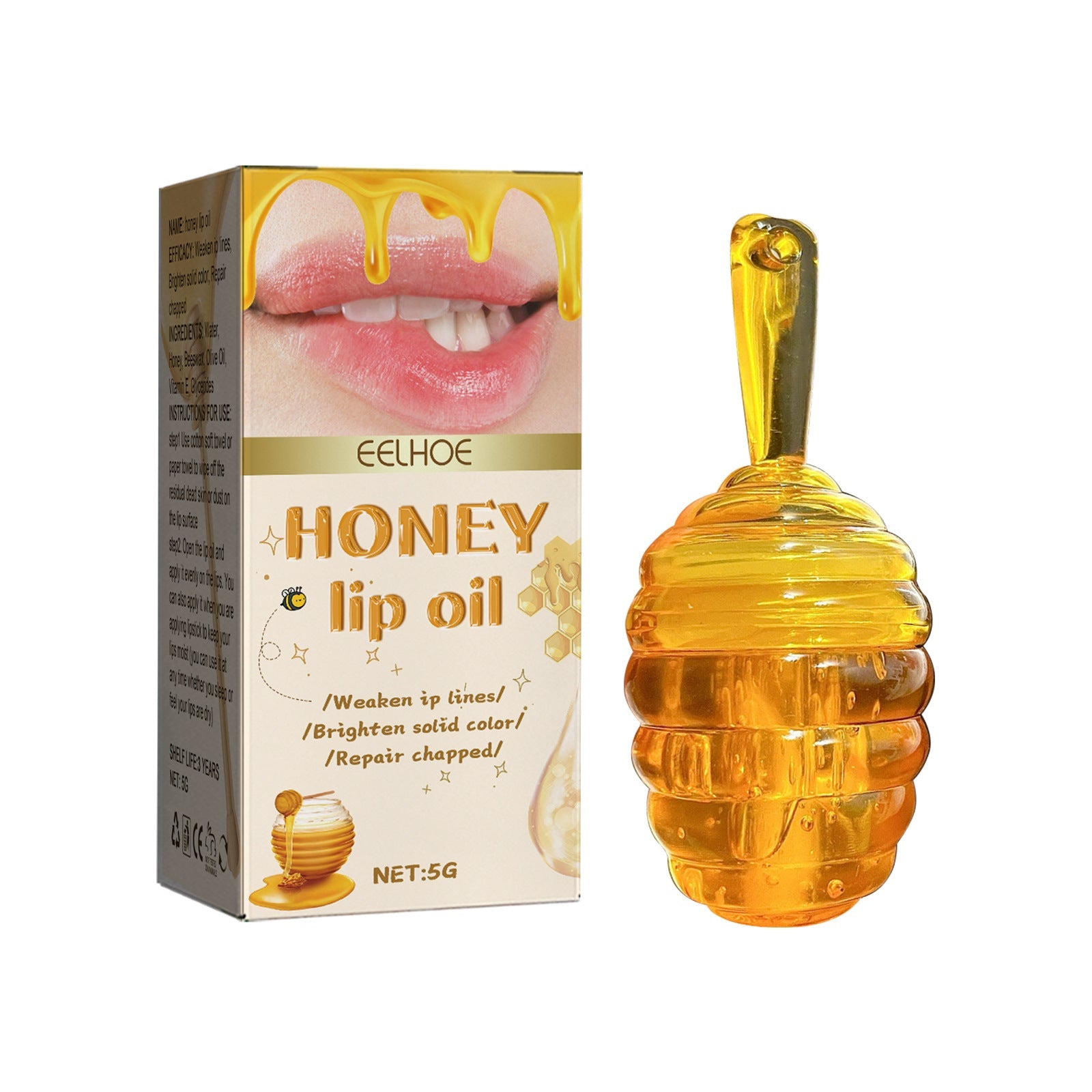 EELHOE Honey Lip Gloss Fade Anti-chapping Peeling Care 5g