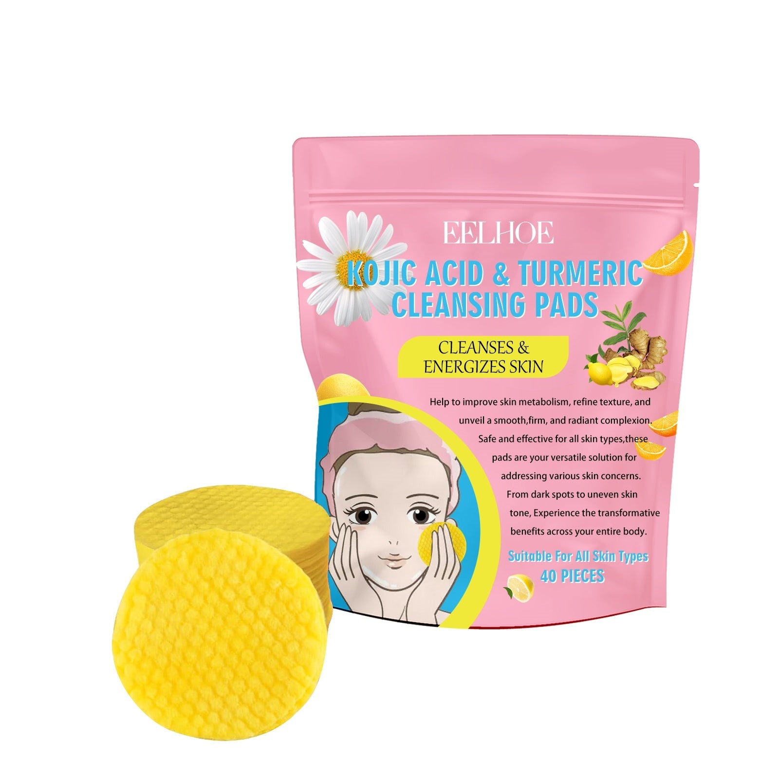 EELHOE Kojic acid and turmeric cleansing pads - Beauty Cleansing pad 1PCS EELHOE COSMETICS