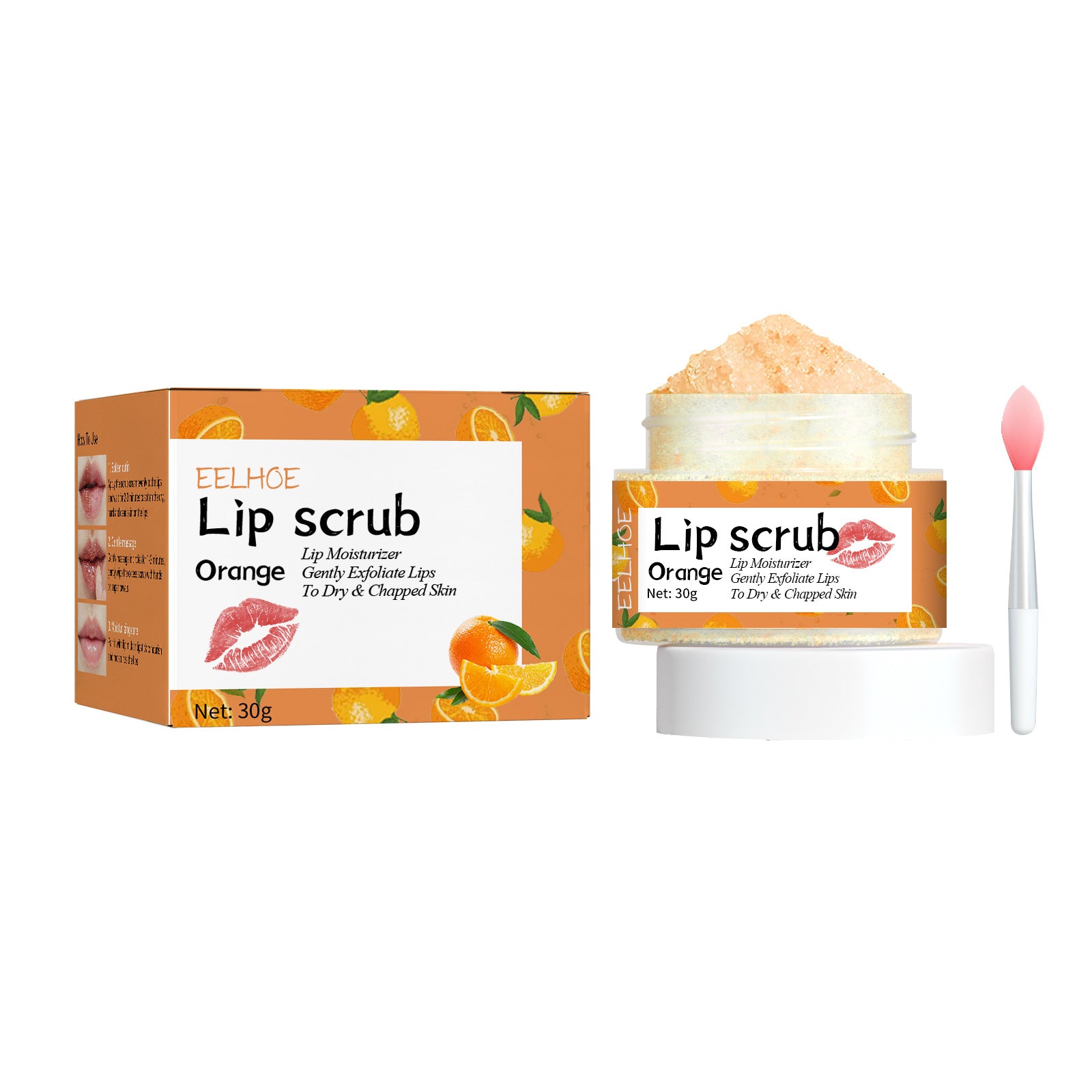 EELHOE Lip Scrub Exfoliating Anti-chapping Moisturizing and nourishing Orange Flavor