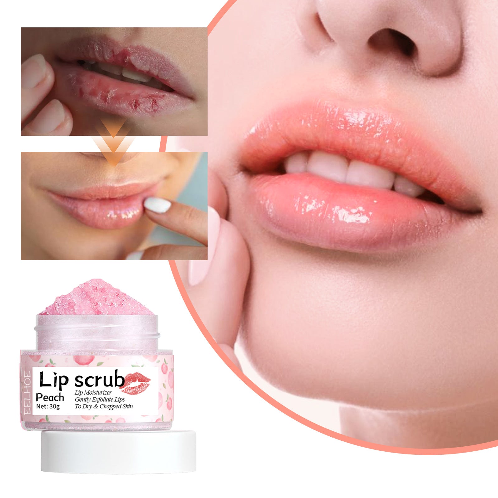 EELHOE Lip Scrub Exfoliating Anti-chapping Moisturizing and nourishing