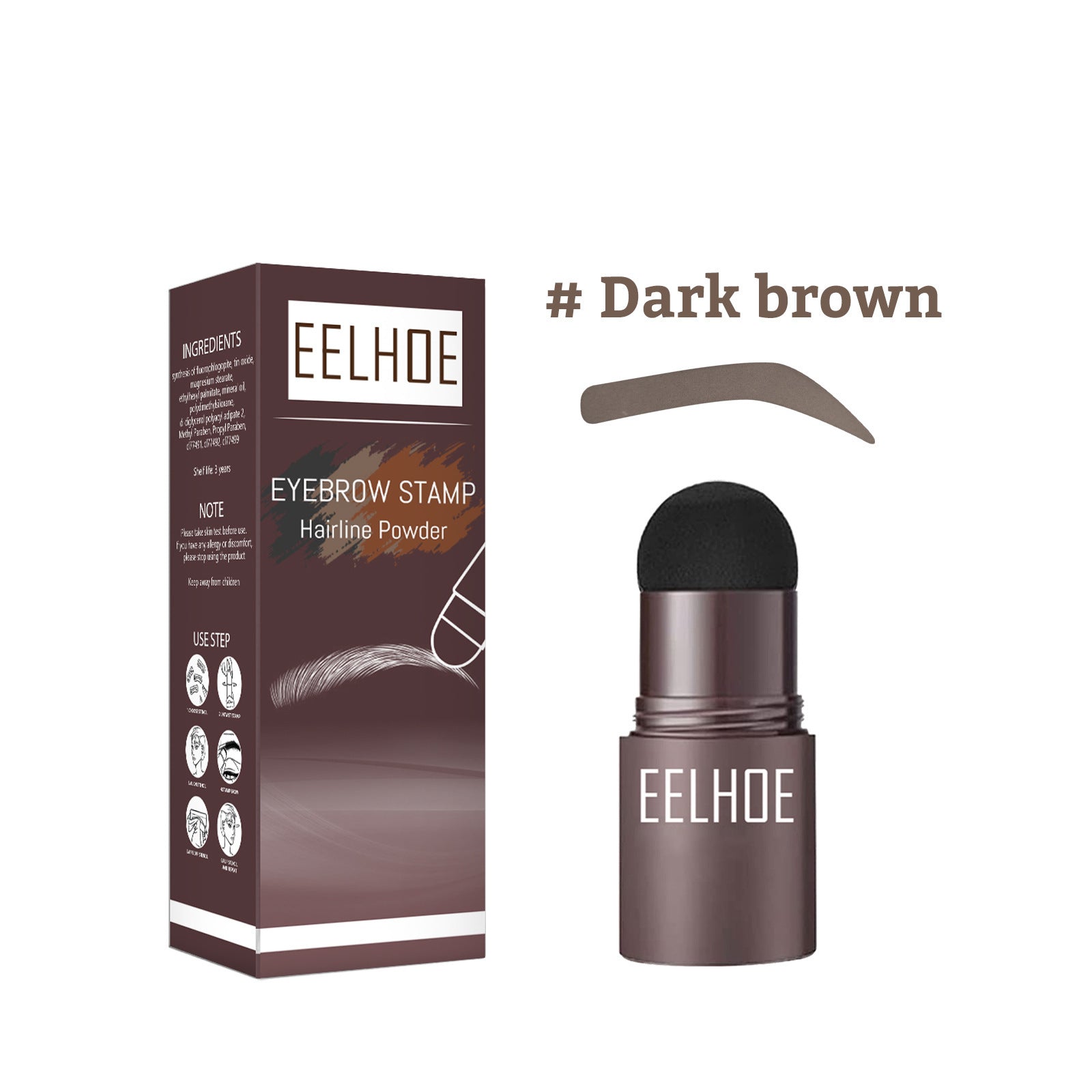 Eelhoe One Step Eyebrow Stamp Shaping Kit Eye Brow Gel Dark Brown 1pc