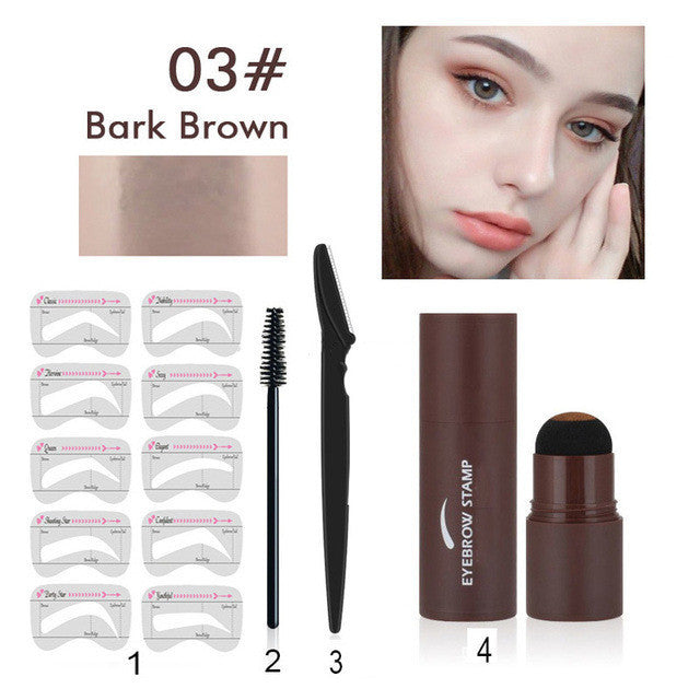 Eelhoe One Step Eyebrow Stamp Shaping Kit Eye Brow Gel Dark Brown 1set