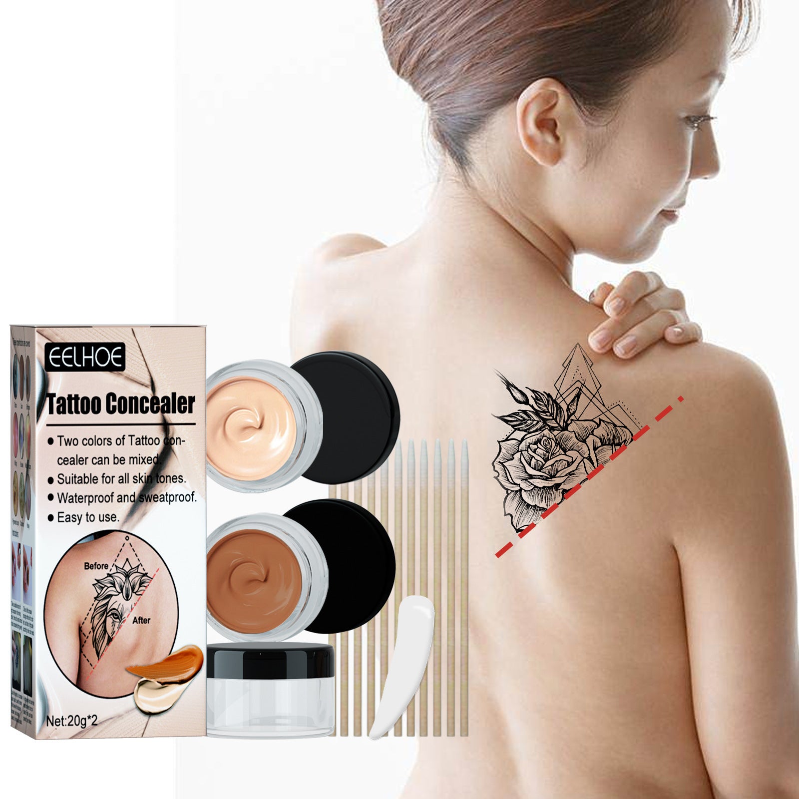 EELHOE Tattoo Concealer Scar Birthmark Invisible Waterproof Three Years Tattoo Concealer Suit