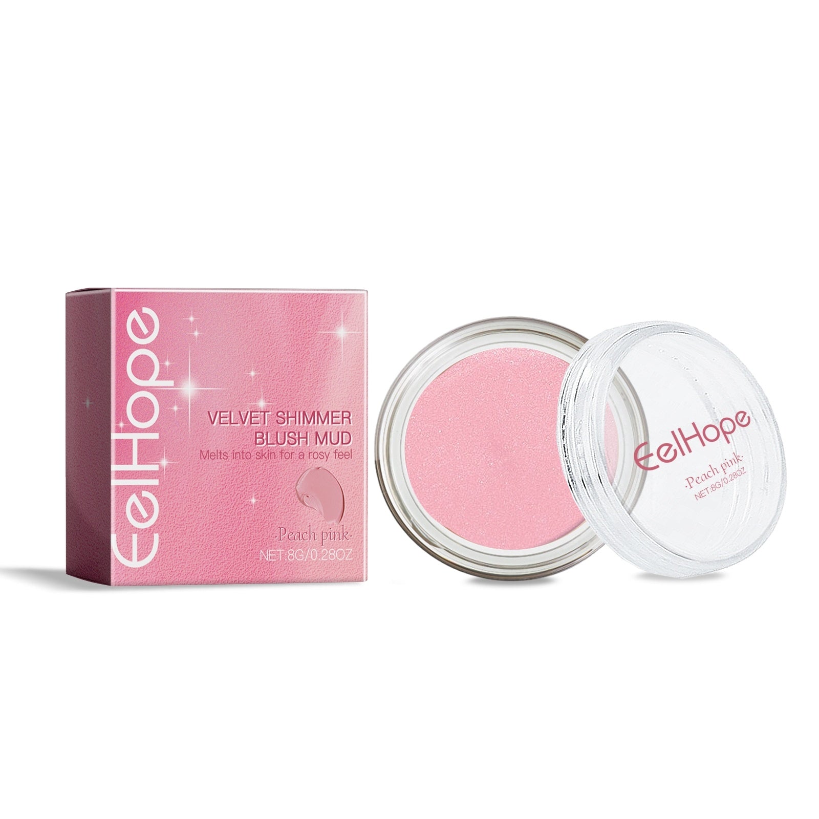 EELHOE Velvet shimmer blush mud Fine Shiny Cheeks Red Mud Peach powder EELHOE COSMETICS