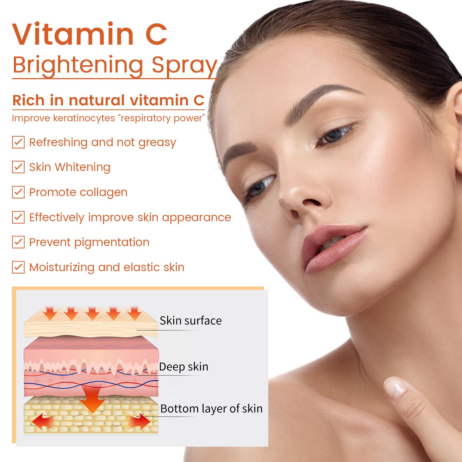 EELHOE Vitamin C Brightening Spray Skin Moisturizing And Fading Spray