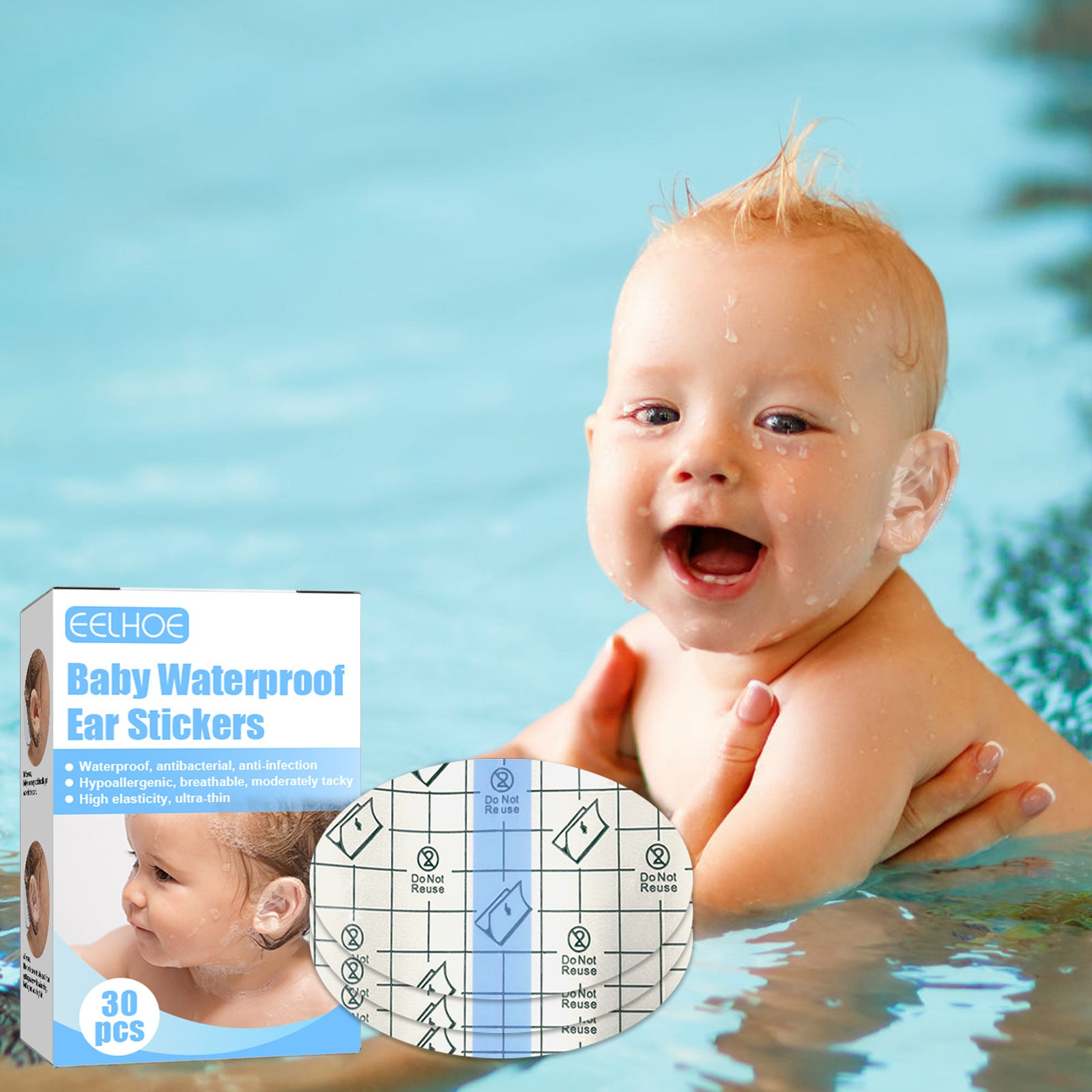 EELHOE Waterproof Ear Patch Baby Swimming Shower Shampoo