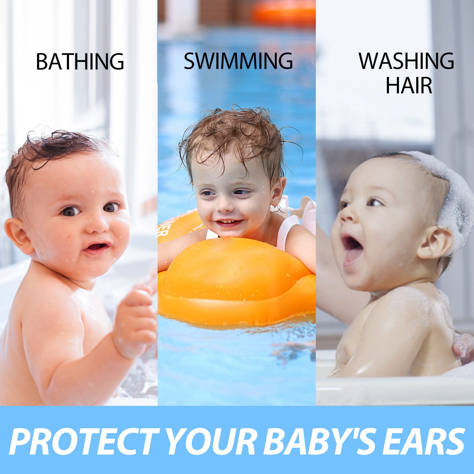 EELHOE Waterproof Ear Patch Baby Swimming Shower Shampoo