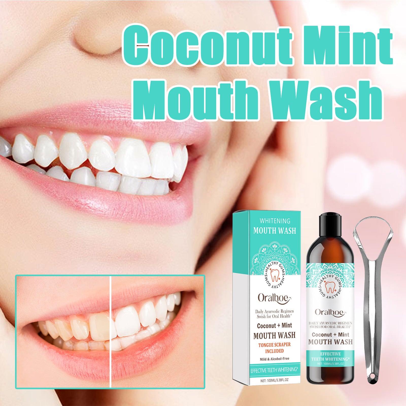 EELHOE Coconut Mint Mouthwash – Teeth Whitening & Fresh Breath EELHOE COSMETICS