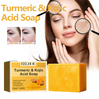 EELHOE Lemon turmeric kojic acid soap Gently Clean Facial Fading Spots Brighten Skin Color Hydrating Moisturizing EELHOE COSMETICS